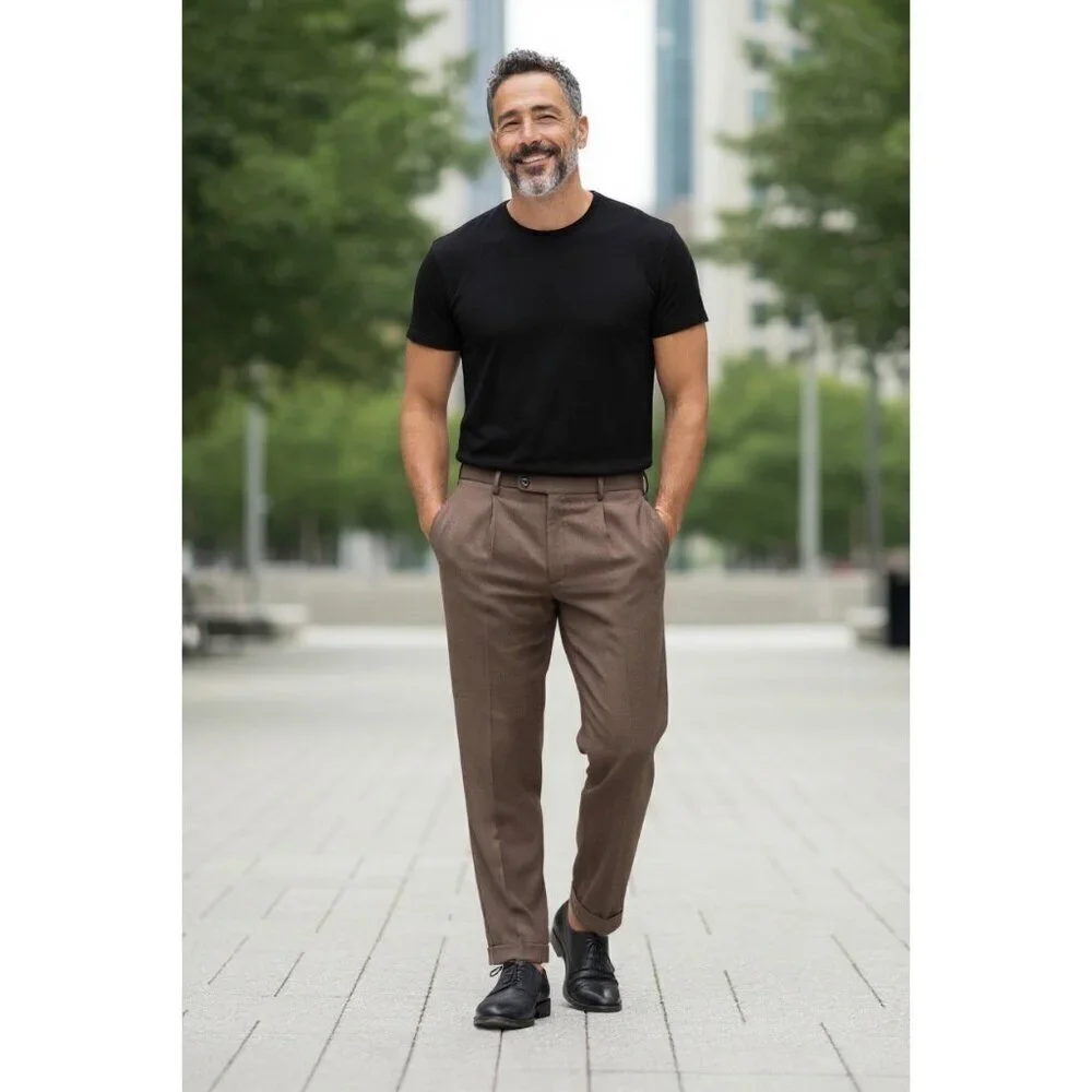 Braggi Louis Raphael Men's Casual Brown Pants - Picture 1 of 6